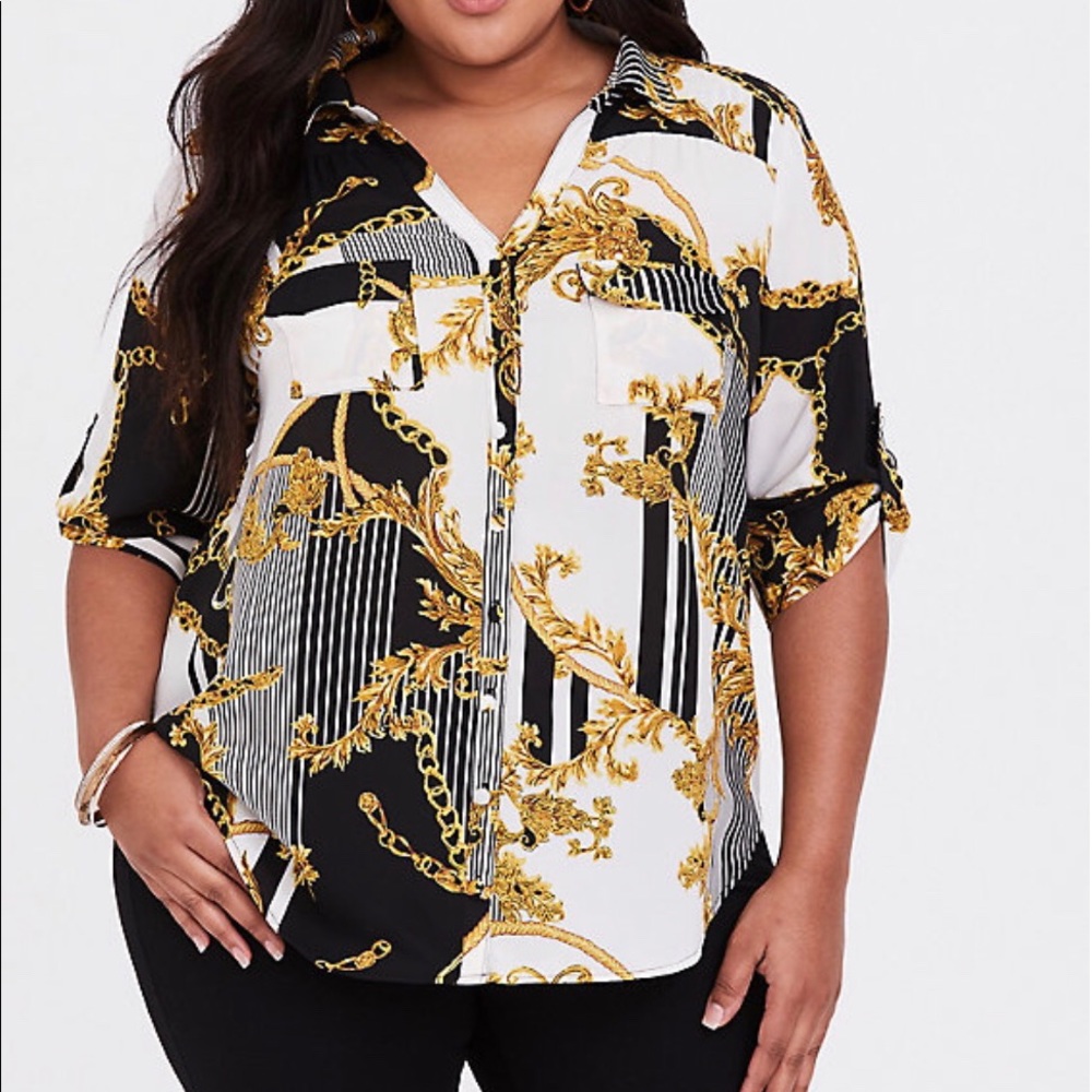 Torrid Stripe Baroque Print Blouse